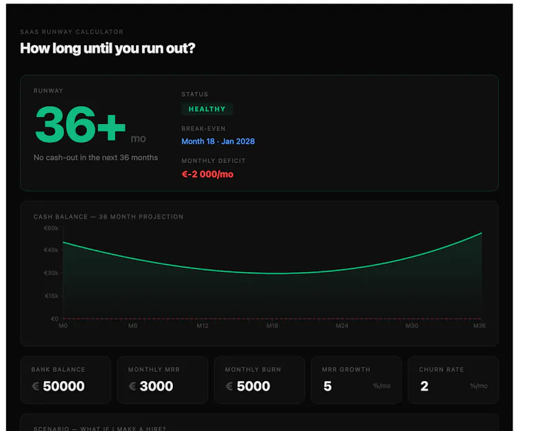 Runway Calculator — How long until zero? screenshot 1