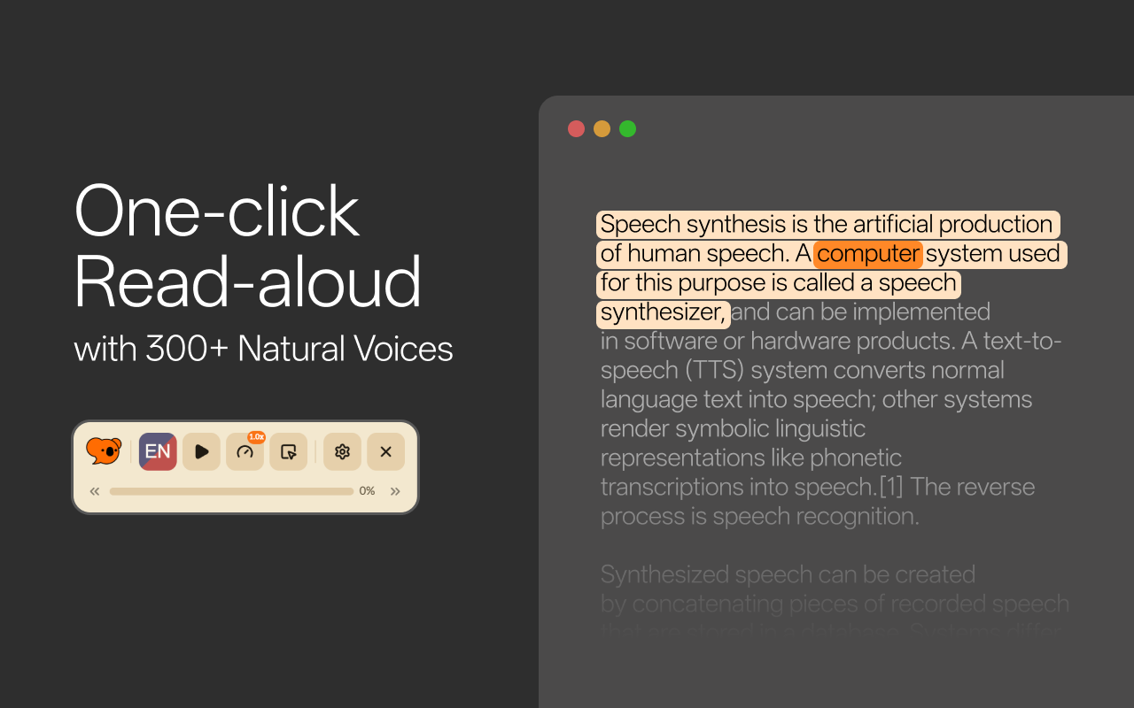 Speakoala - Main product screenshot demonstrating key features and user interface