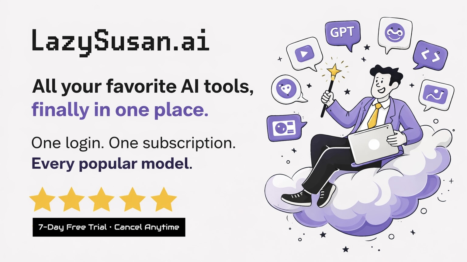 LazySusan: All-In-One AI Command Center - Main product screenshot demonstrating key features and user interface