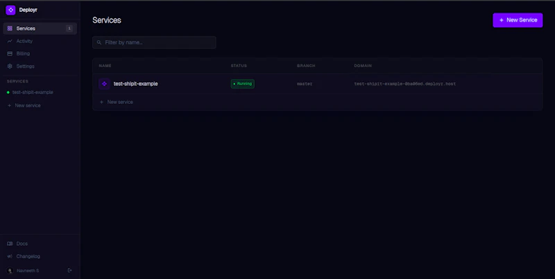 Deployr screenshot 2