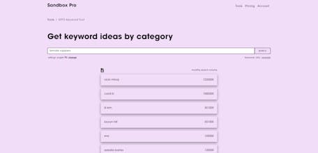 GPT3 Keyword Tool by Sandbox SEO gallery image
