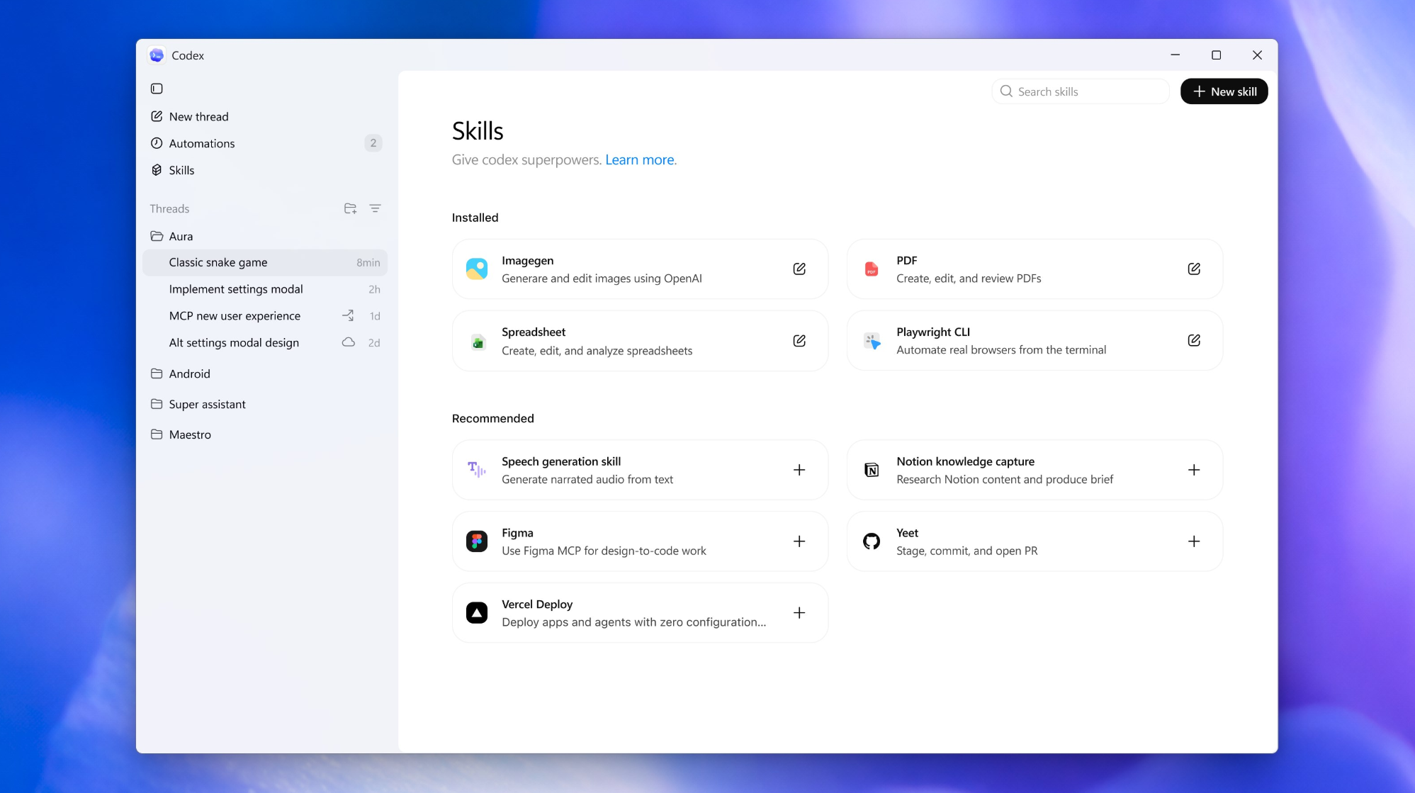 Codex app for Windows gallery image