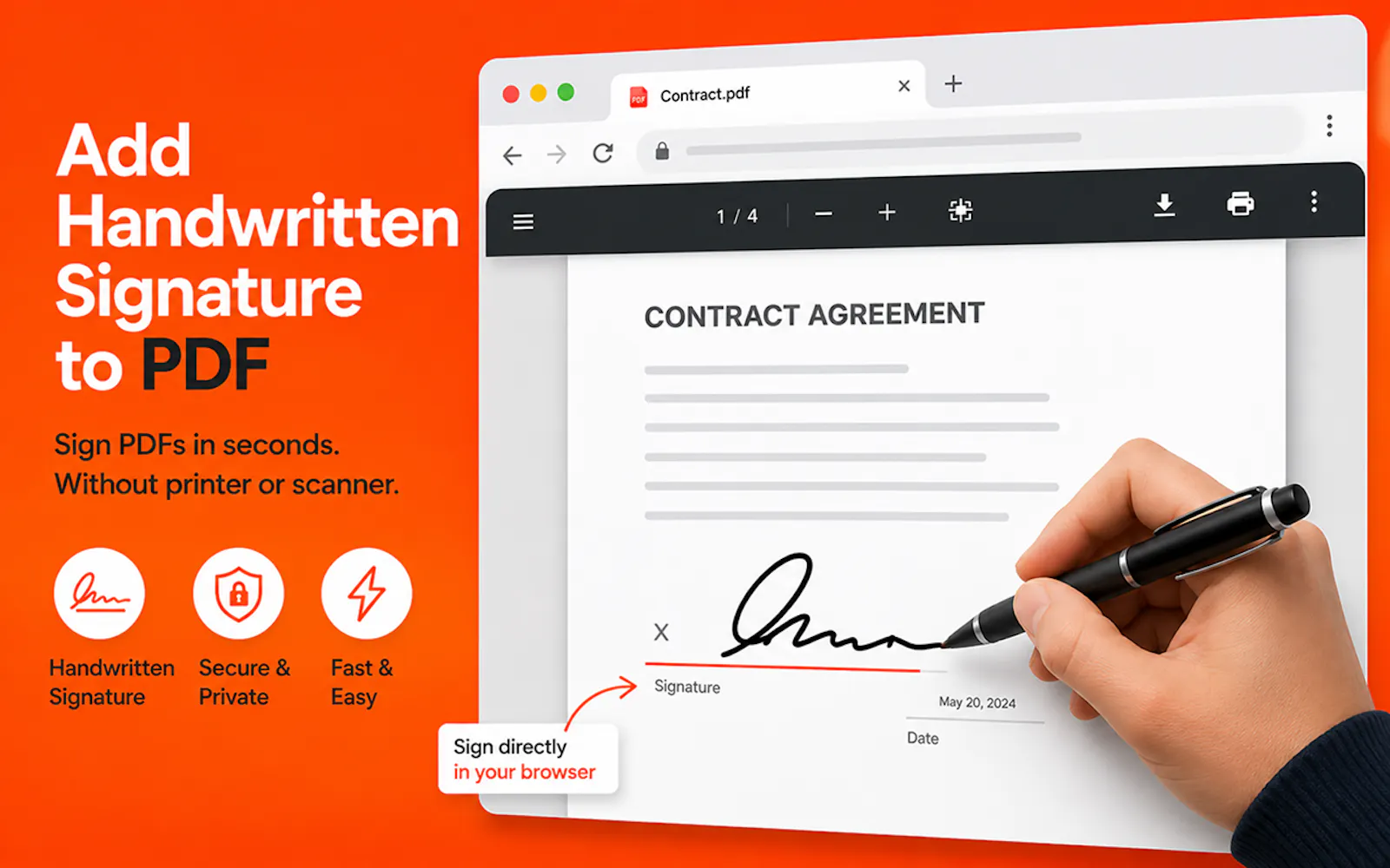Sign PDF. Add real handwritten signature screenshot 1