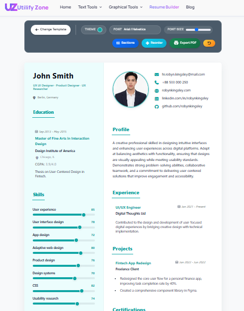 Free Resume Builder by Utilifyzone gallery image