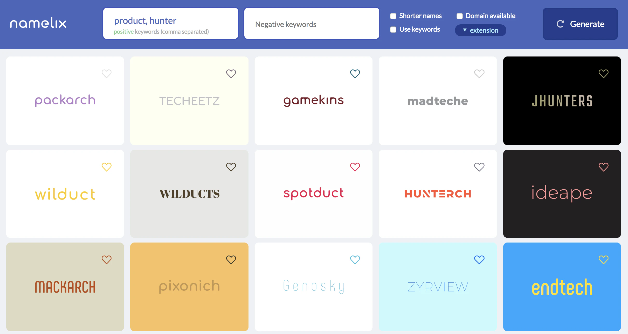 Namelix: Business name generator | Product Hunt