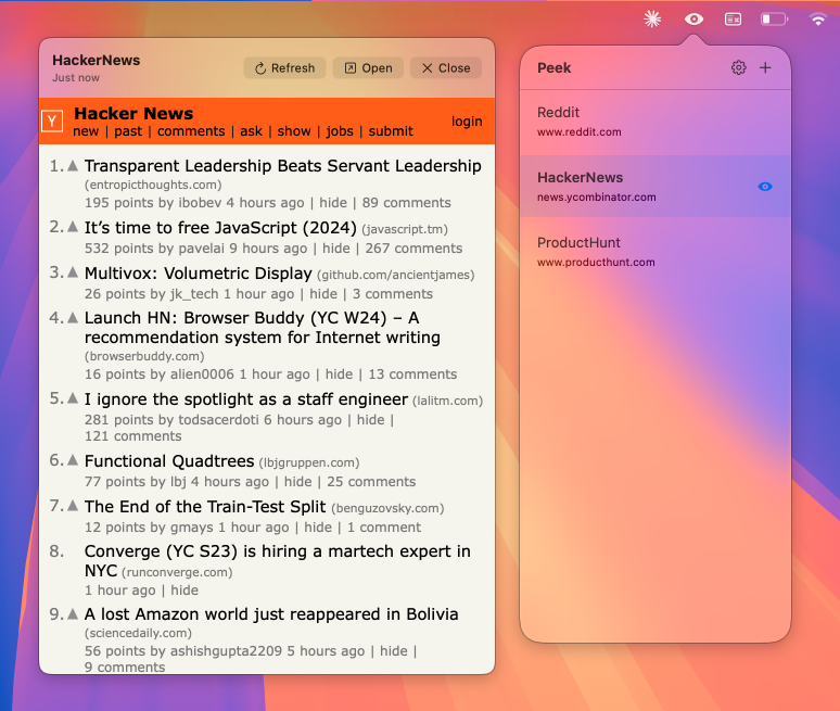 Peek - Screenshot 3 showing product features and functionality