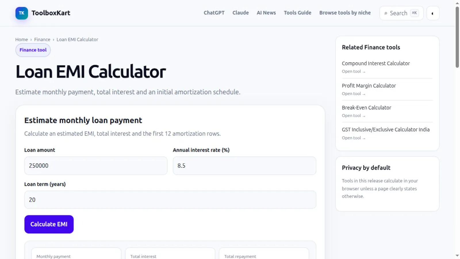 Loan EMI Calculator screenshot 1