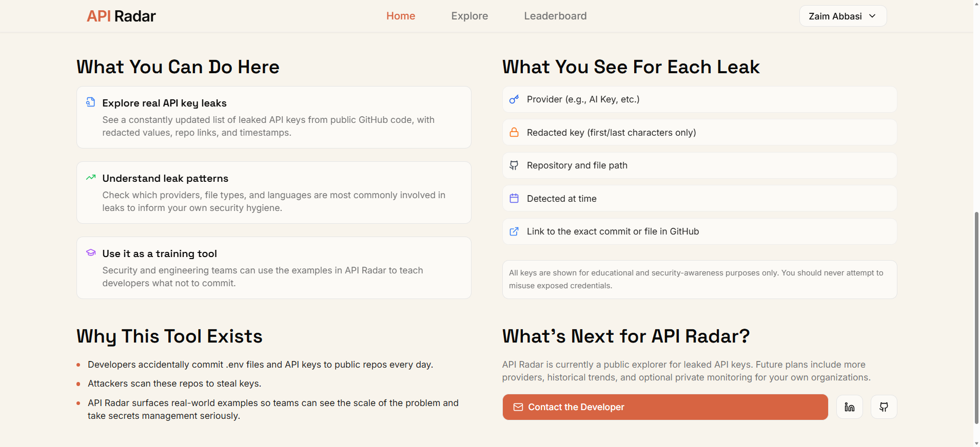 API Radar – Live Feed of Leaked API Keys gallery image