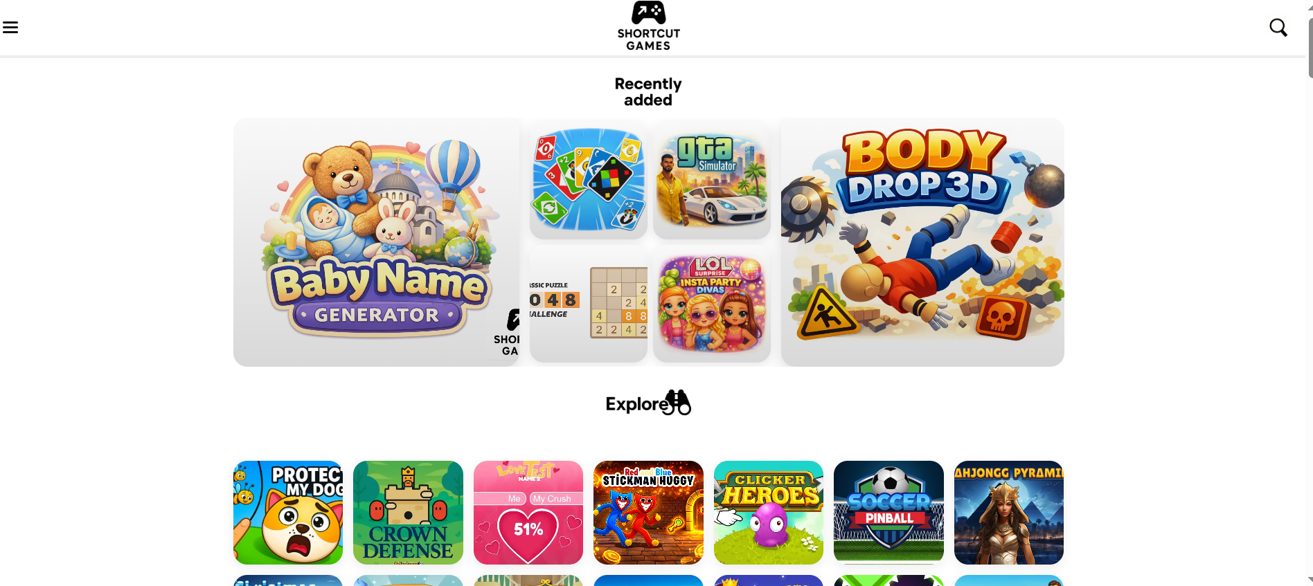 ShortcutGames - Main product screenshot demonstrating key features and user interface