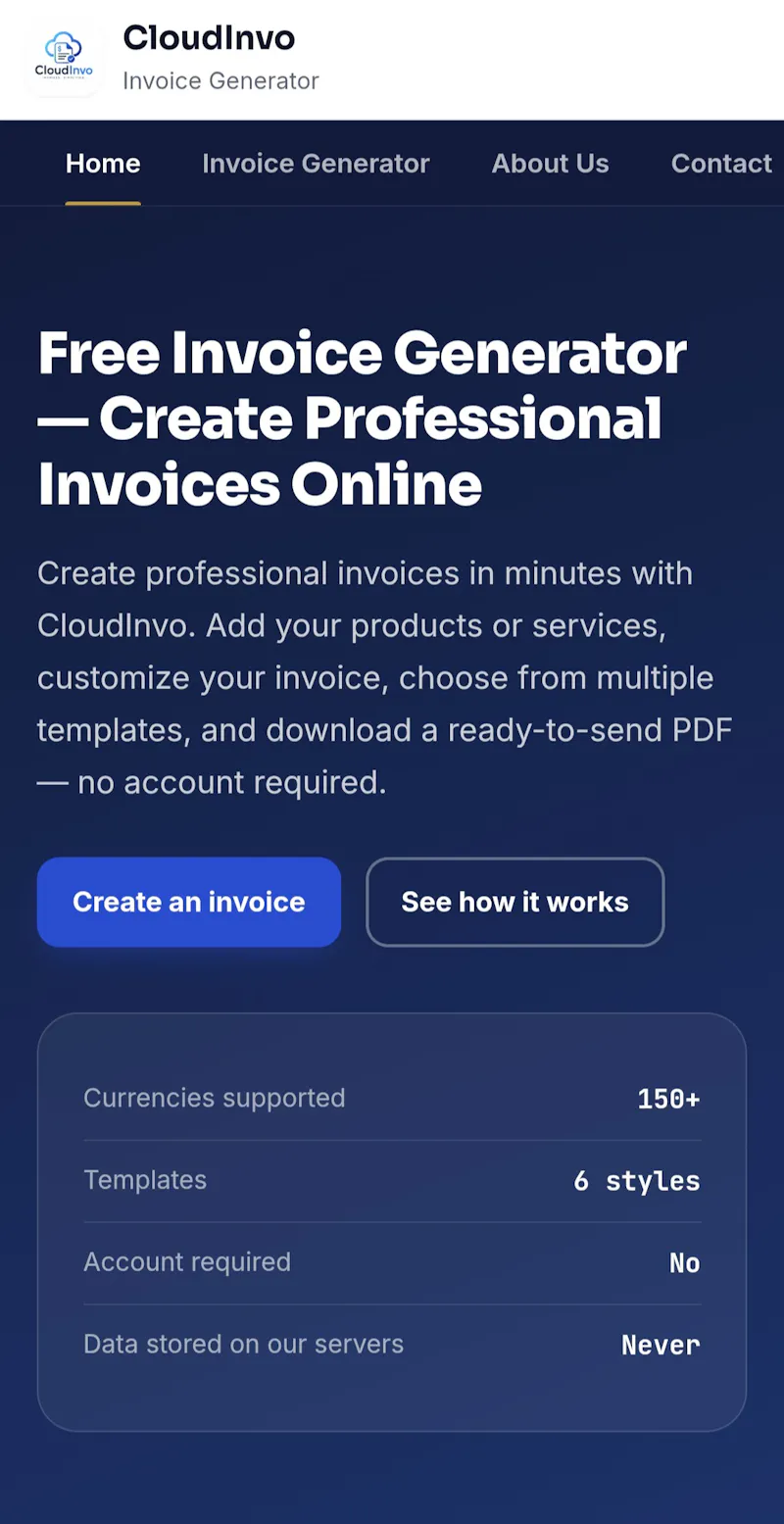 CloudInvo — Invoice Generator screenshot 1