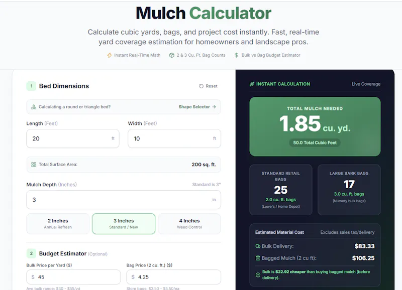 Mulch & Yard Materia Calculator  screenshot 2