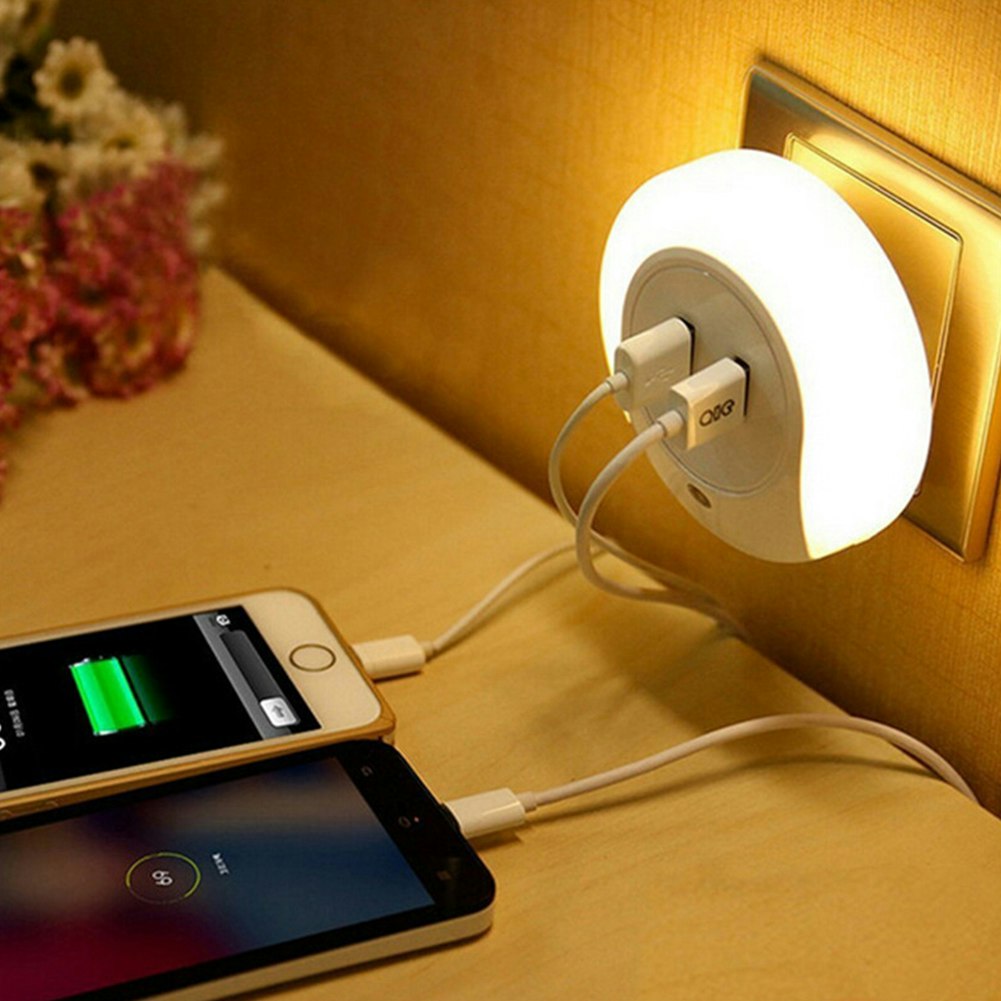 LED Night Light with 2 USB Ports