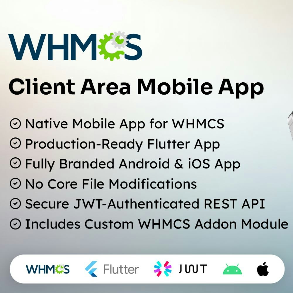 WHMCS Client Area App for Android & iOS - Product Hunt launch logo and brand identity