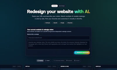 AI Website Redesign by Shuffle