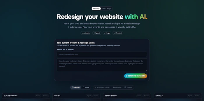 AI Website Redesign by Shuffle产品图