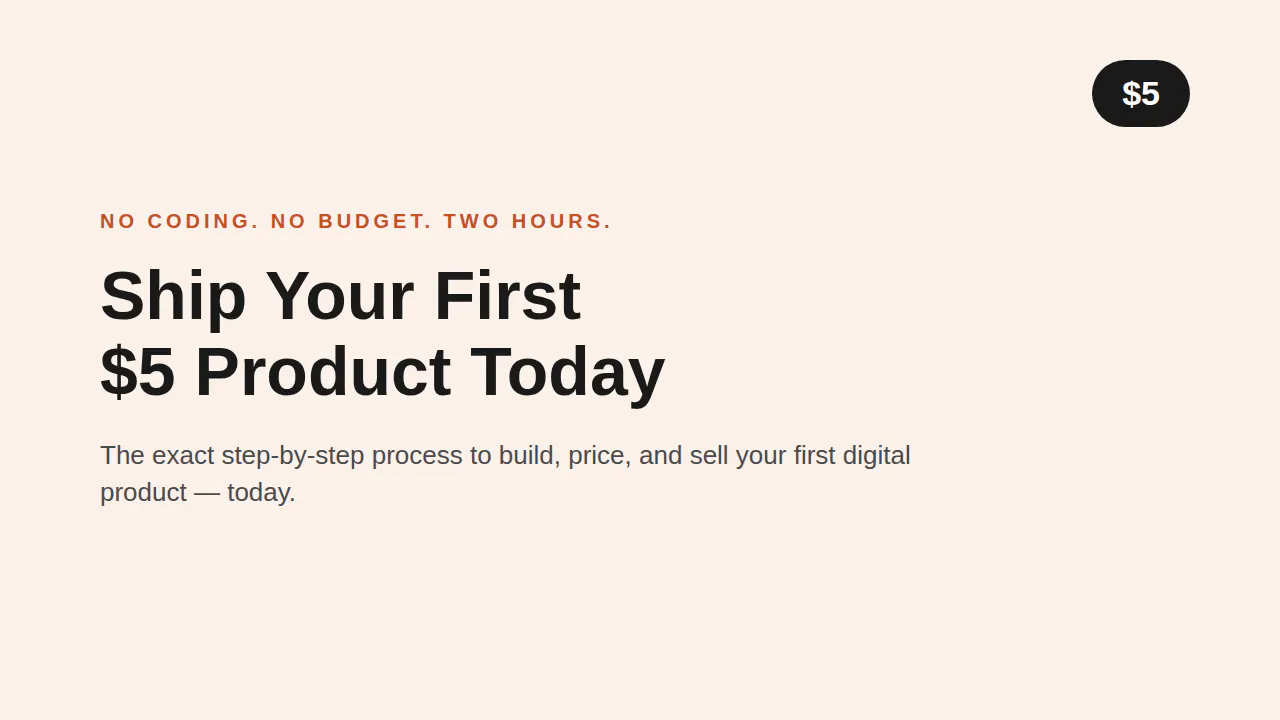 Ship Your first $5: No-Budget Playbook 截图