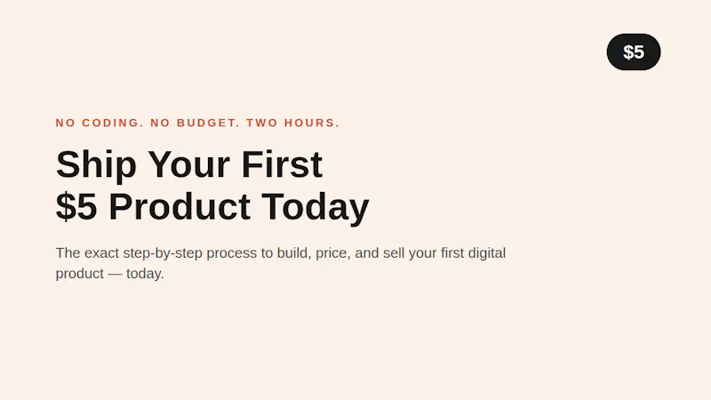 Ship Your first $5: No-Budget Playbook screenshot 1