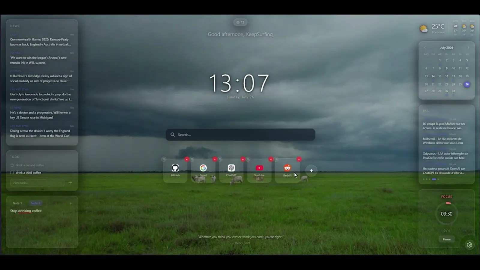 Tabrise — Your custom new tab screenshot 1 (video preview)