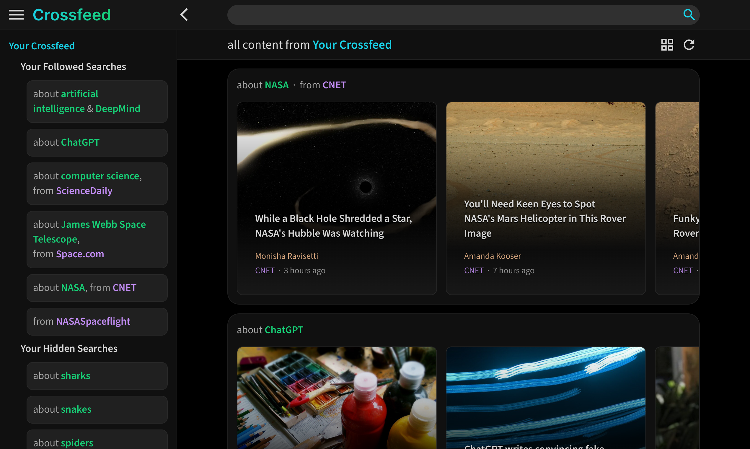 Crossfeed - Volg en filter nieuws, RSS, YouTube en meer media 1