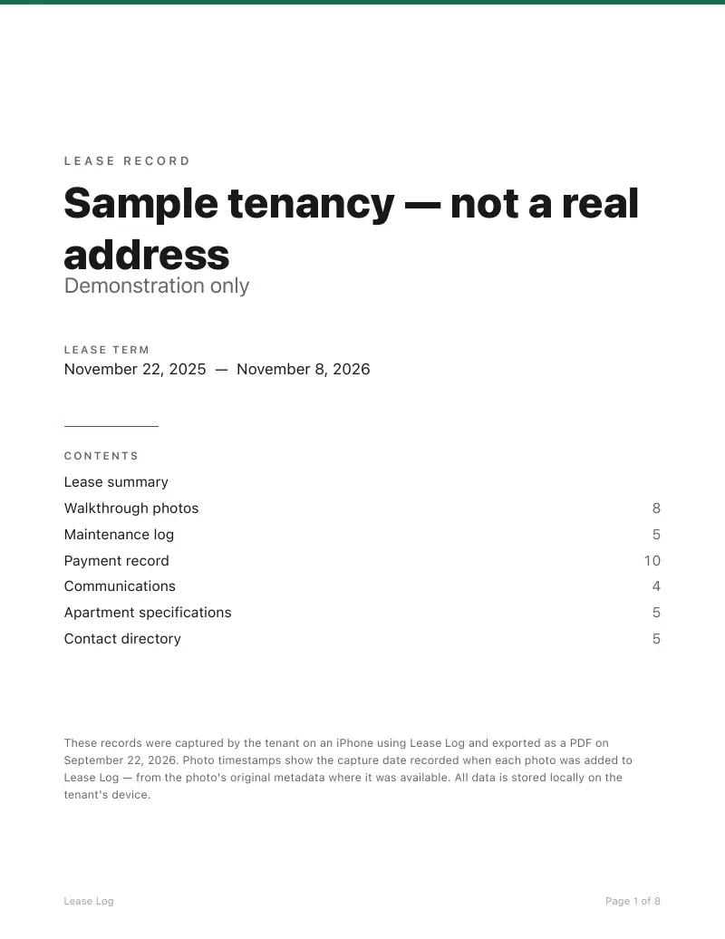 Lease Log screenshot 2