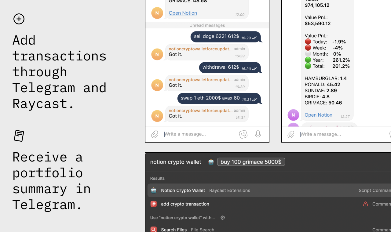 Notion portefeuille crypto avec automatisation media 7