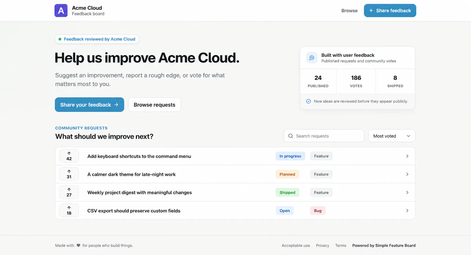 Simple Feature Board screenshot 2