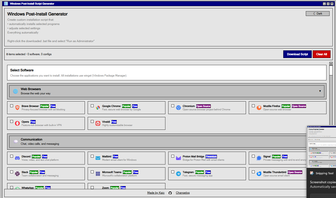 Win Post Install - Screenshot 2 showing product features and functionality