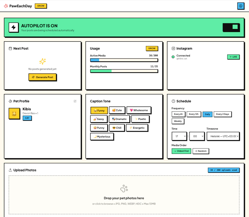 PawEachDay — Pet Instagram on Autopilot screenshot 2