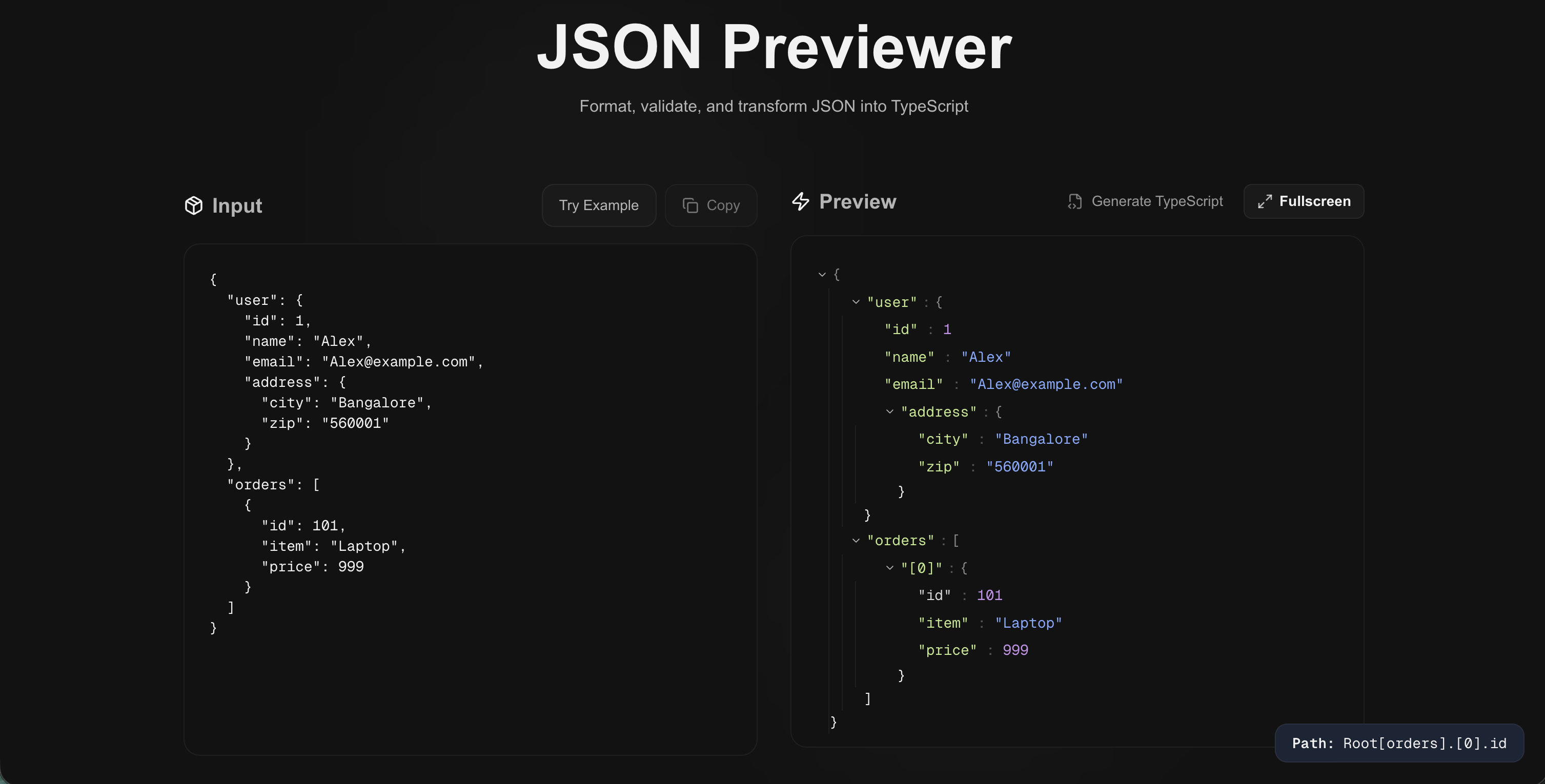 PJSON.live - Main screenshot showing features and interface
