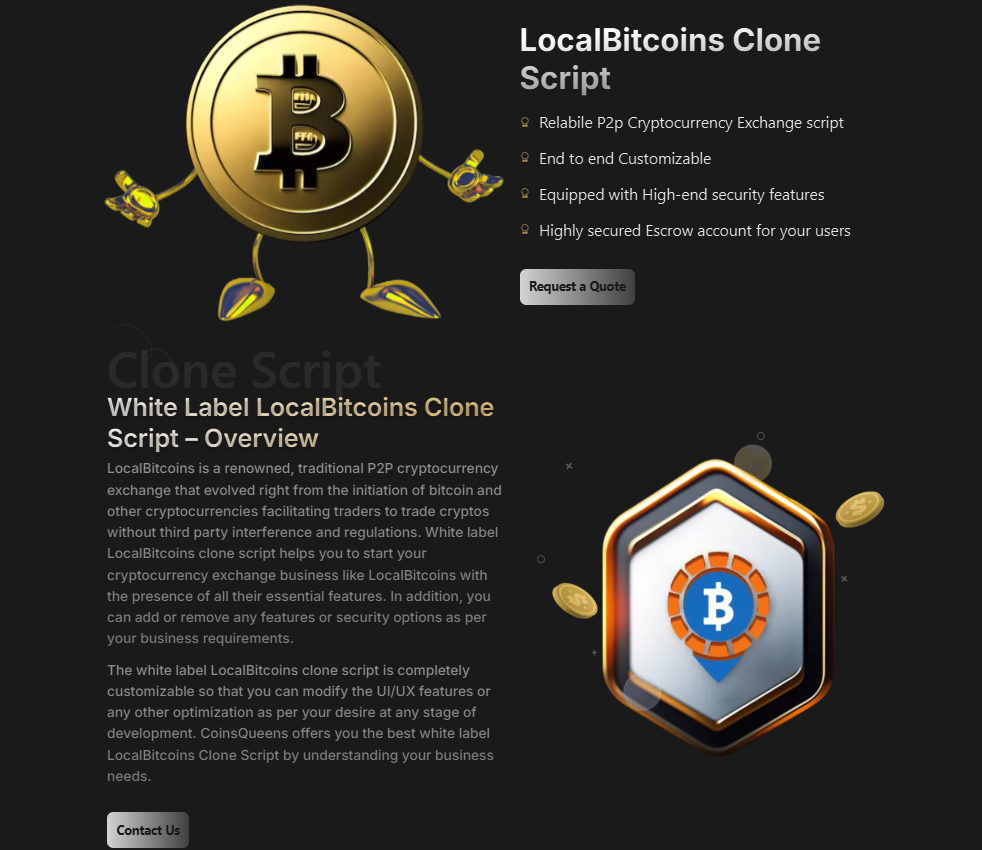 LocalBitcoins Clone Script - Main product screenshot demonstrating key features and user interface