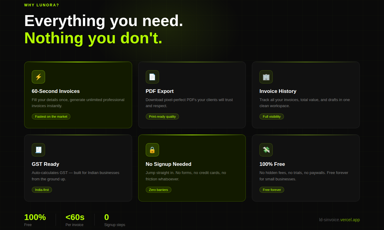 Lunora Invoice Generator - Screenshot 3 showing product features and functionality