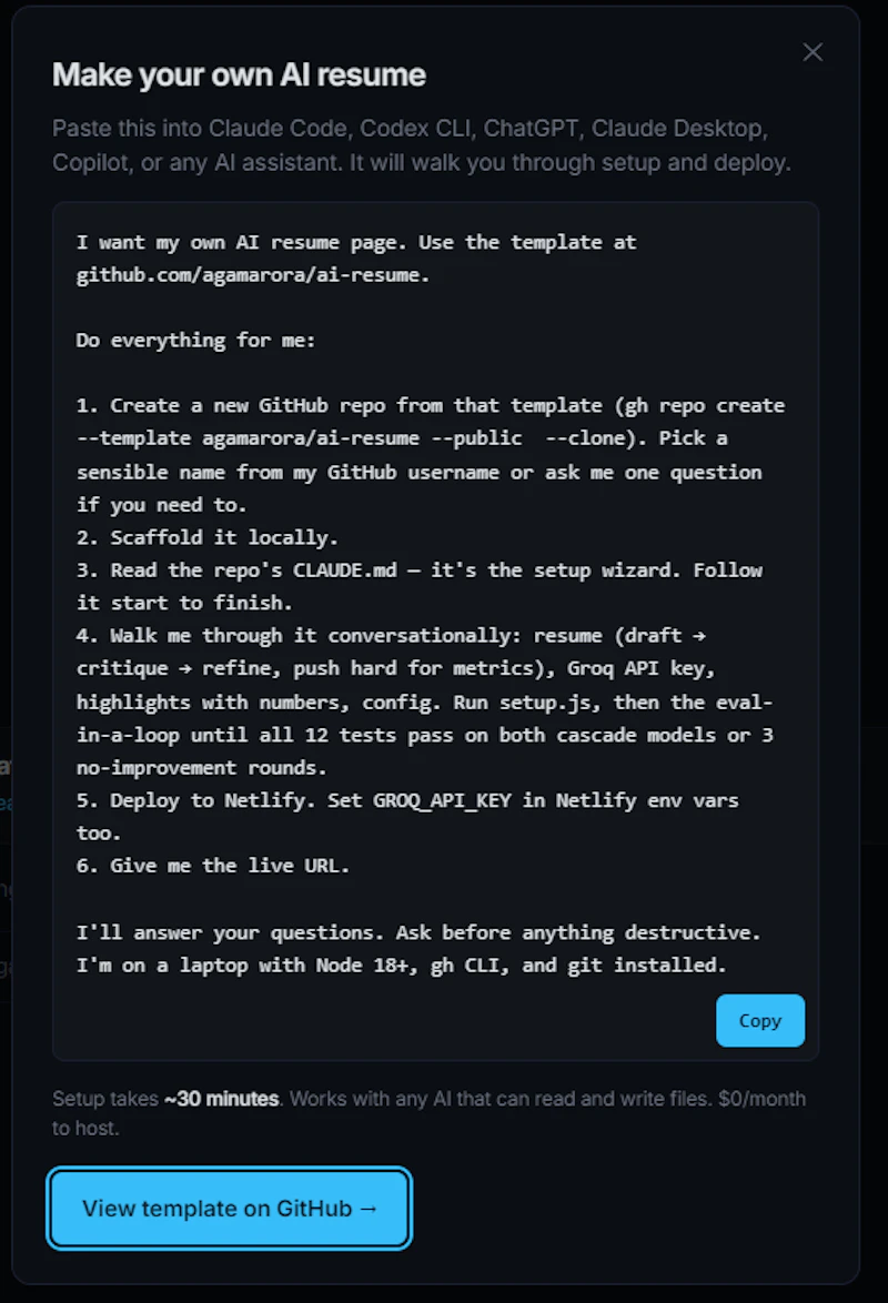 AI Resume - for the agent-to-agent web screenshot 3