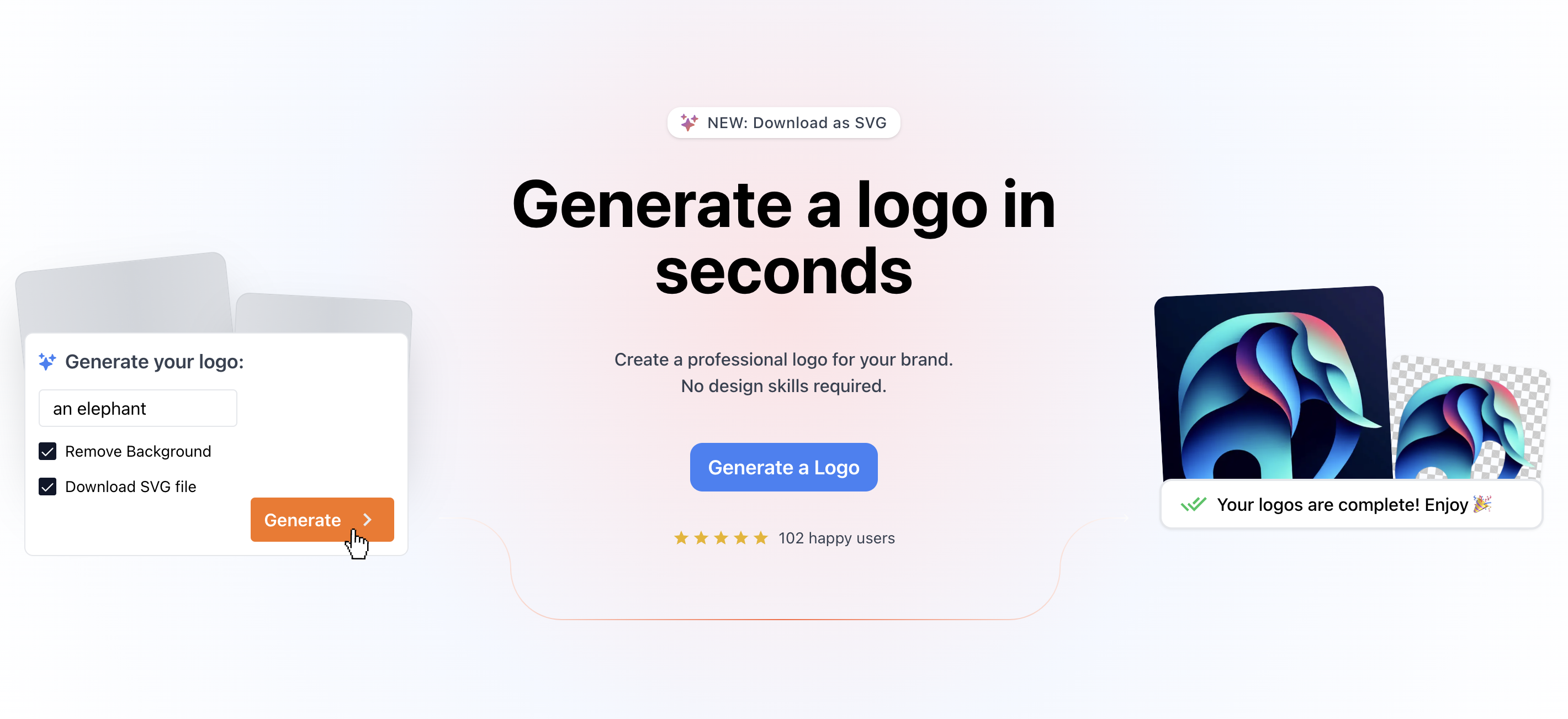 Generador de logotipo ai - Descargue un logotipo SVG, relevado con BG para su inicio en 3 clics media 1