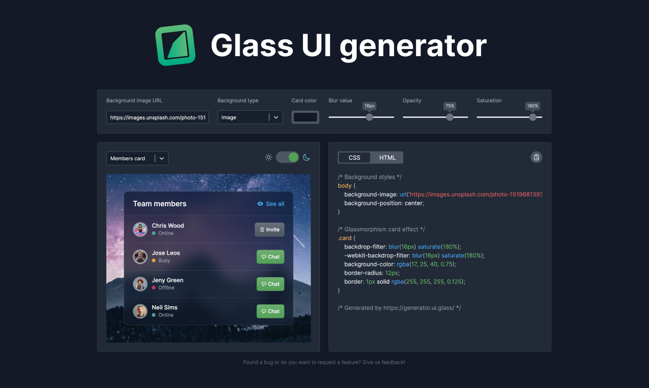 Glass UI Generator - CSS generator for glassmorphism  Product Hunt