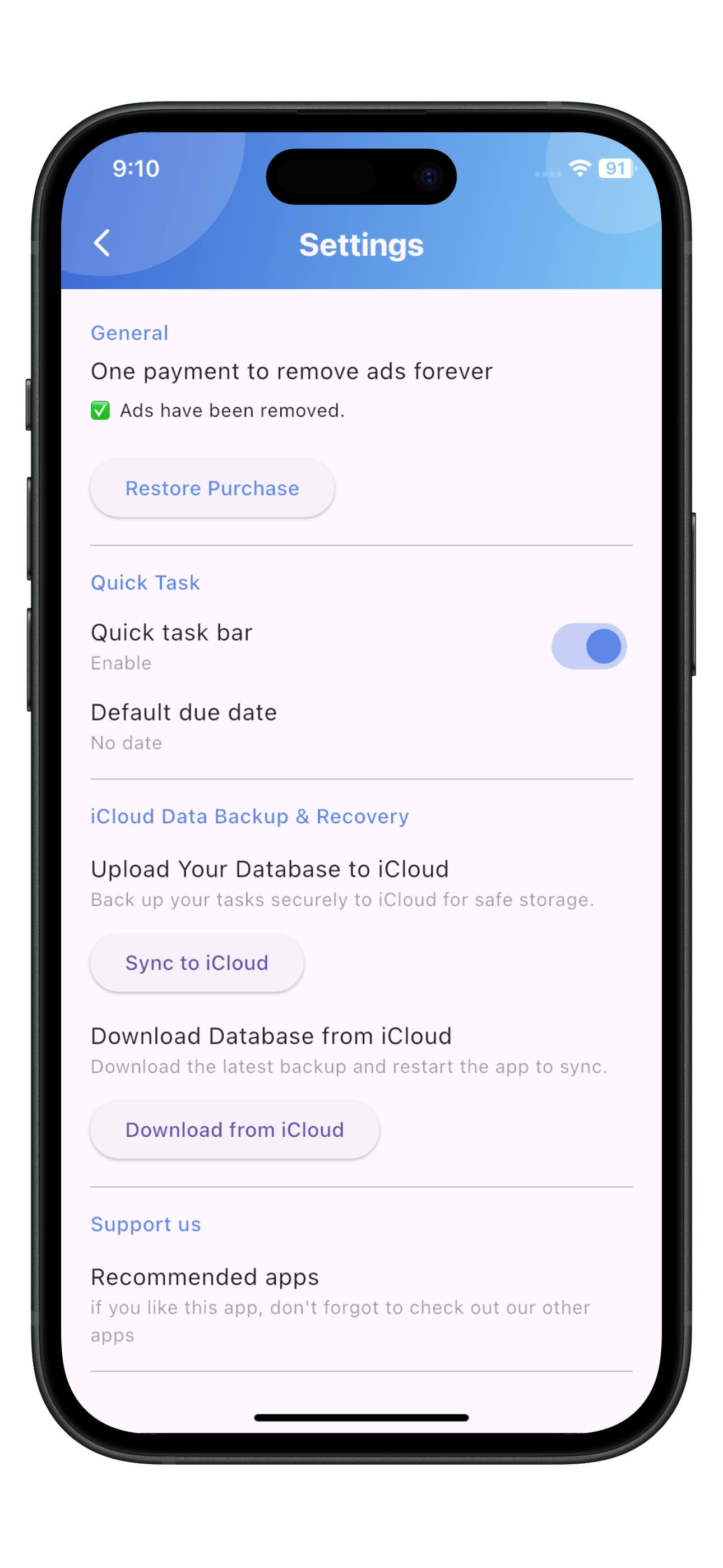 รายการตรวจสอบรายวัน: Quicklist media 6