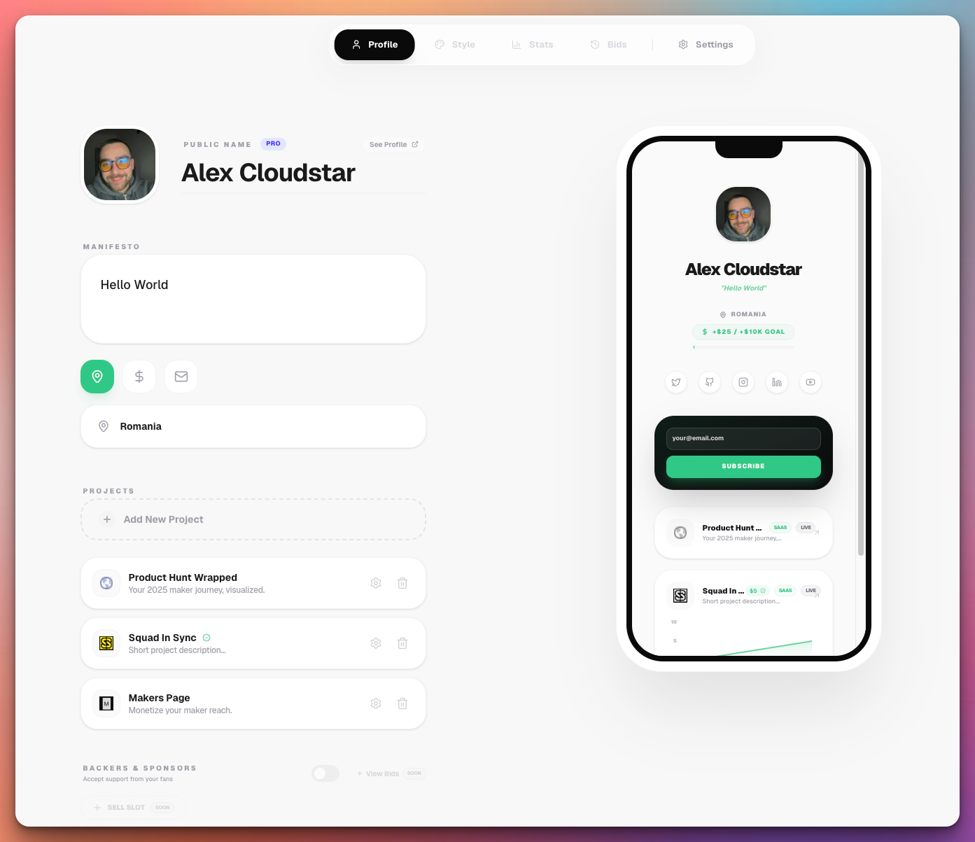 Makers Page - Screenshot 5 showing product features and functionality