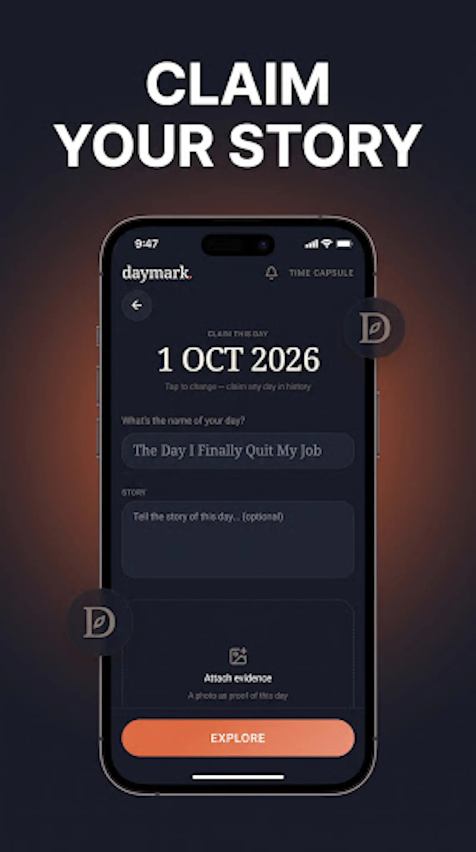 Daymark: Claim Your Days screenshot 1