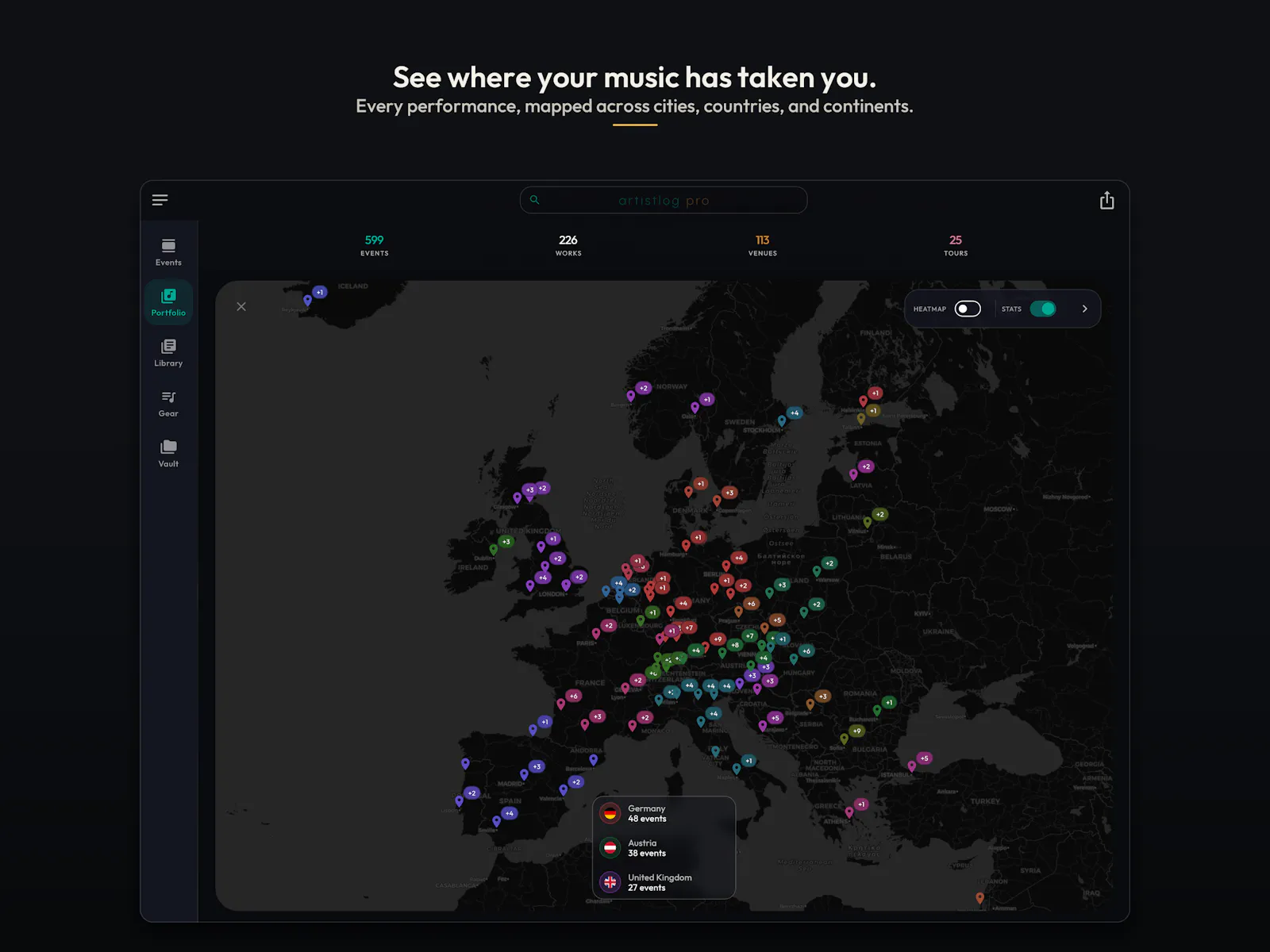 ArtistLog - Concerts, repertoire & gear screenshot 2