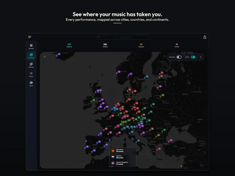 ArtistLog - Concerts, repertoire & gear screenshot 2