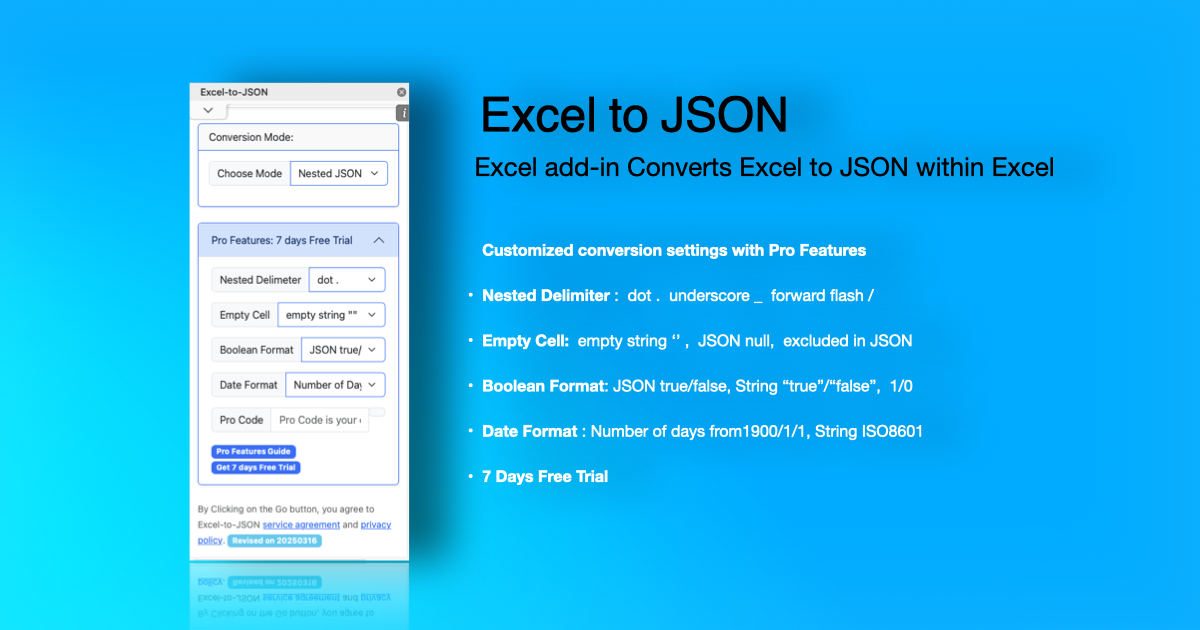 Mídia 1 de Excel ao JSON pela WTSolutions - Excel ao conversor online JSON e Nested e Nested