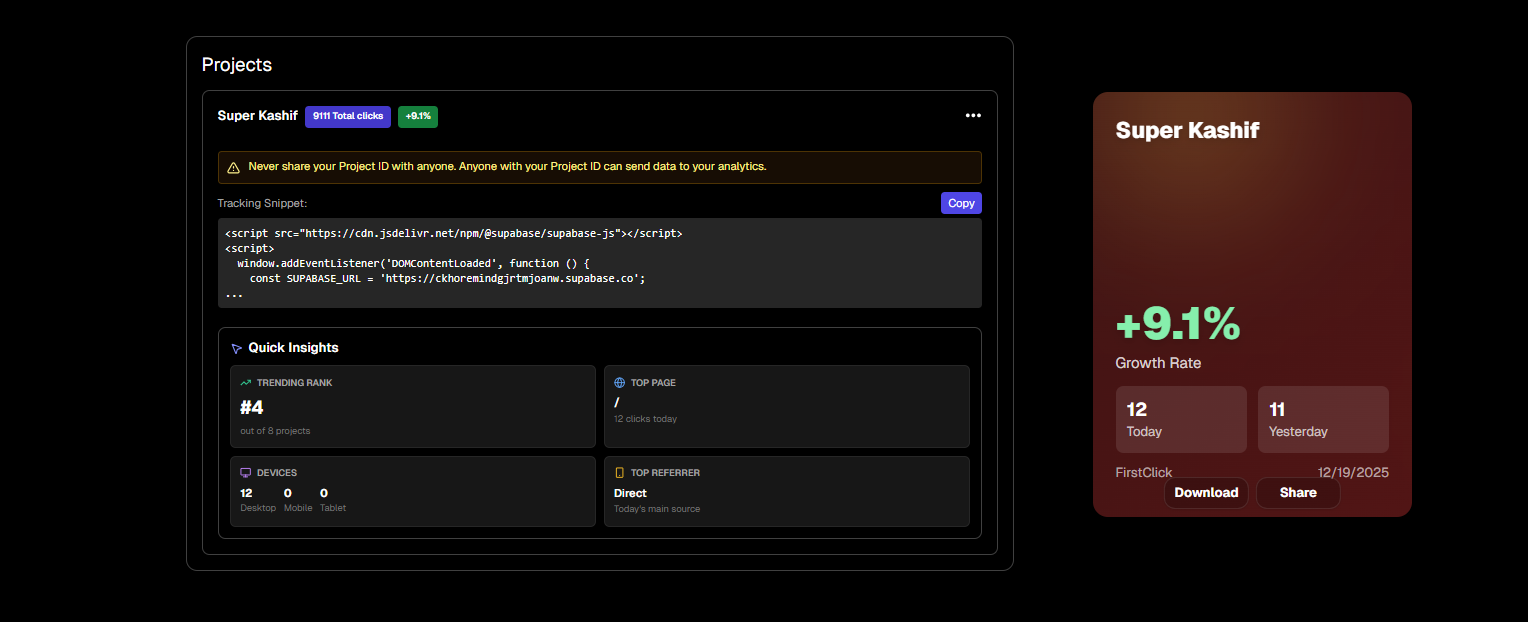 FirstClick - Main product screenshot demonstrating key features and user interface