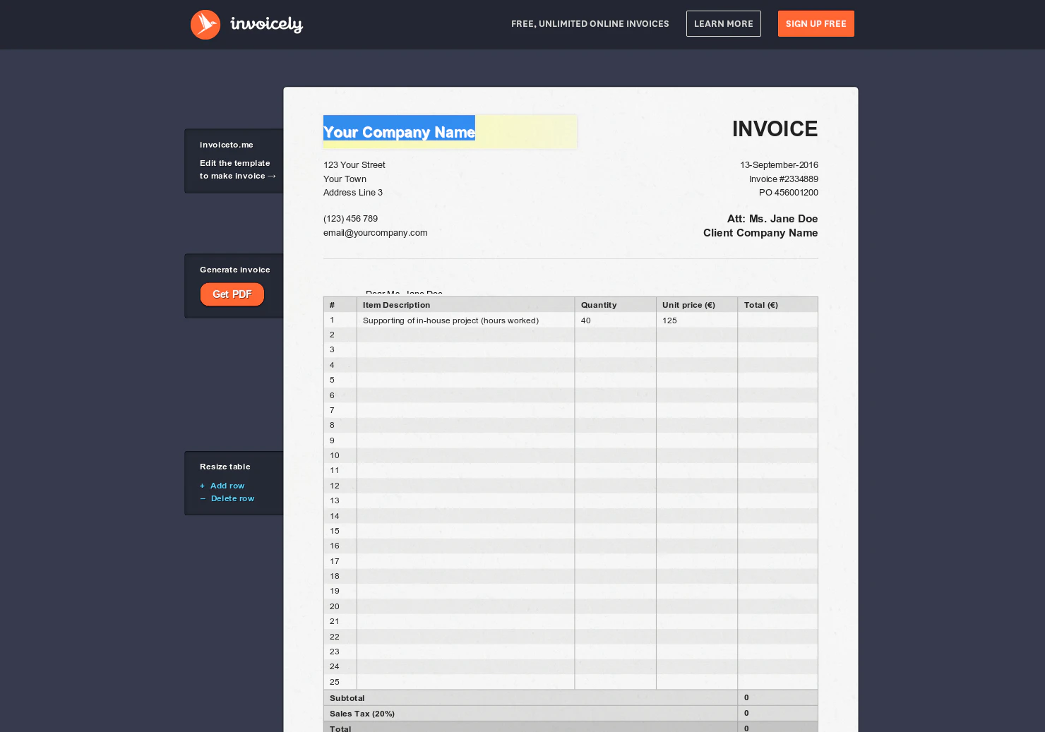 Free Invoice Generator