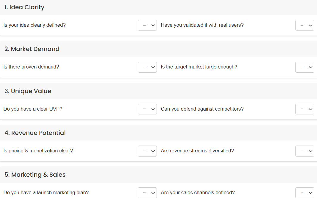 Quickstart Business Idea Scorecard - İş fikrinizin potansiyelinde anında netlik medya 1