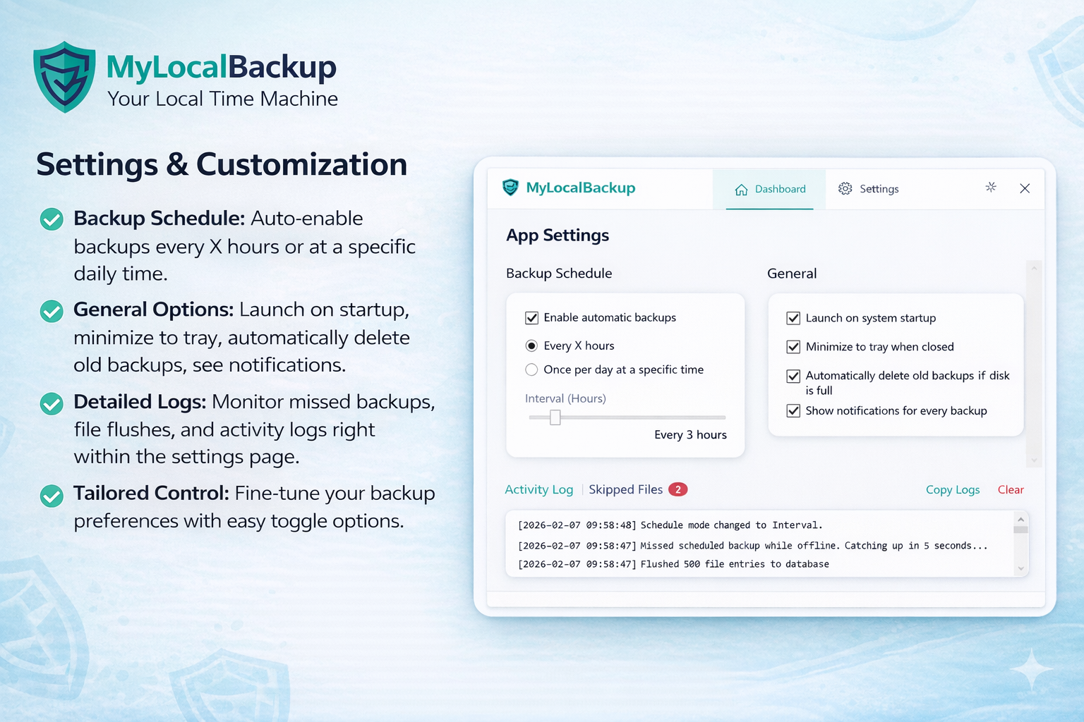 My Local Backup - Screenshot 2 showing product features and functionality