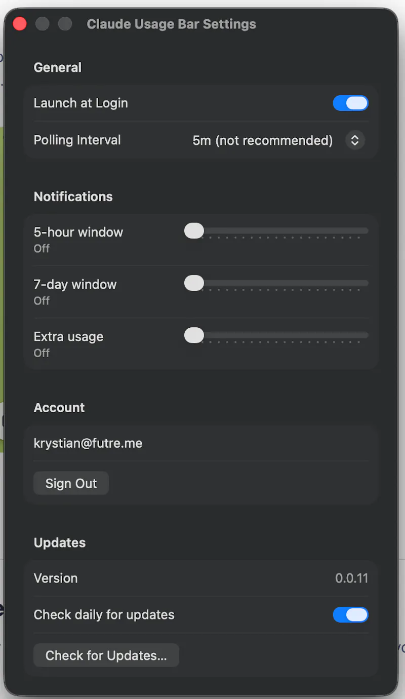 Claude Usage Bar screenshot 2