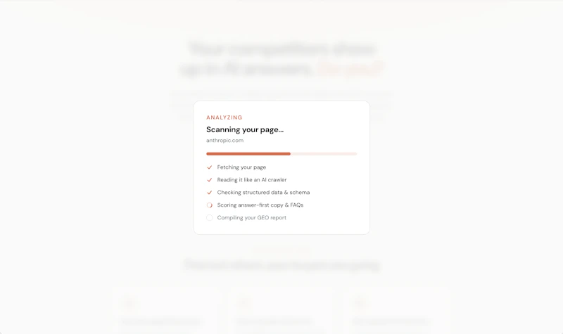 Free AEO Checker: Does AI recommend you? screenshot 2