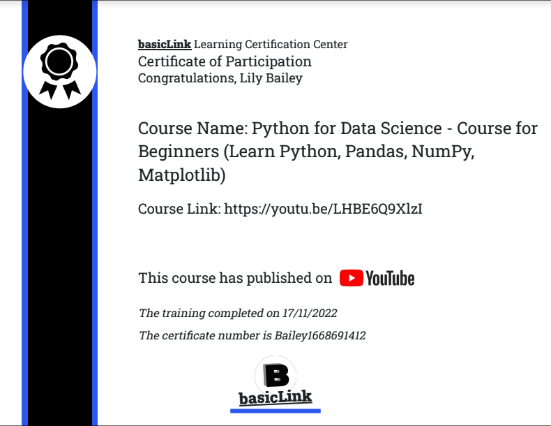 وسائط BasicLink - احصل على شهادتك لك الحصول على دورة YouTube 4