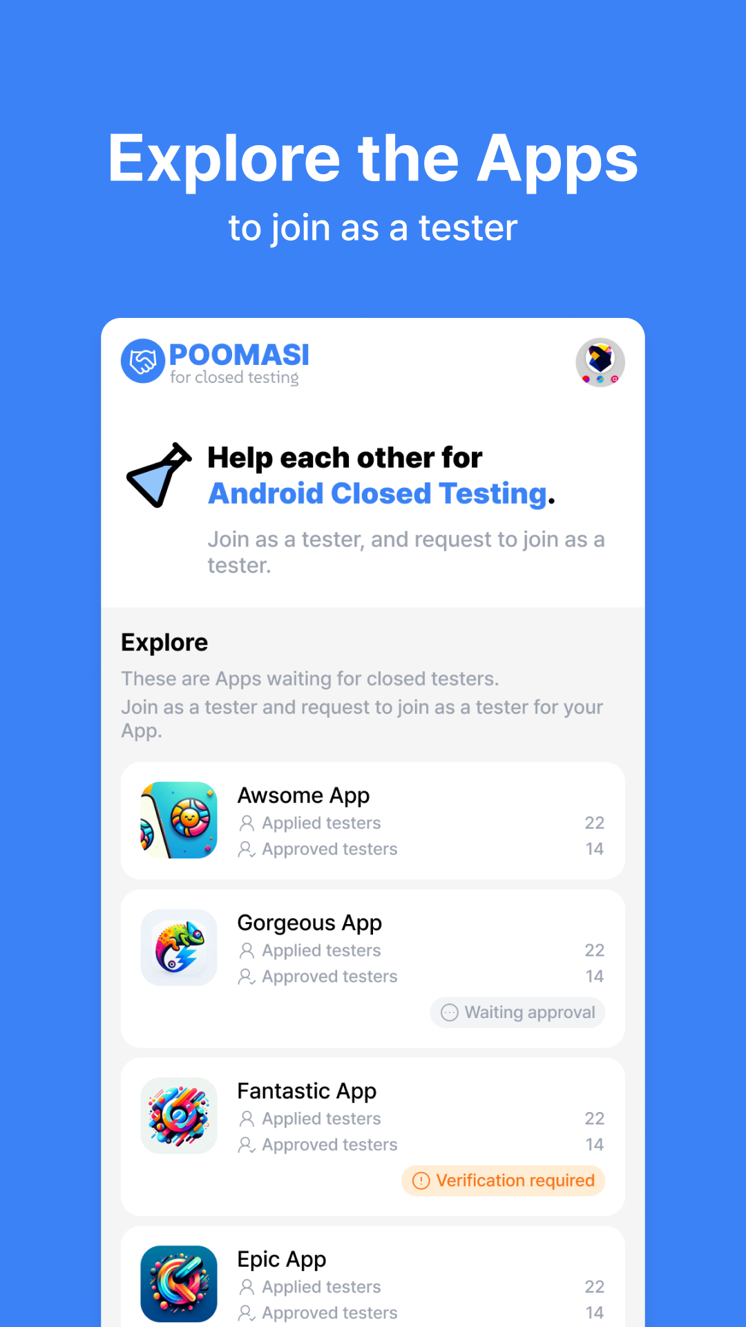 Média Poomas - Aider mutuellement pour les tests fermés Android 4