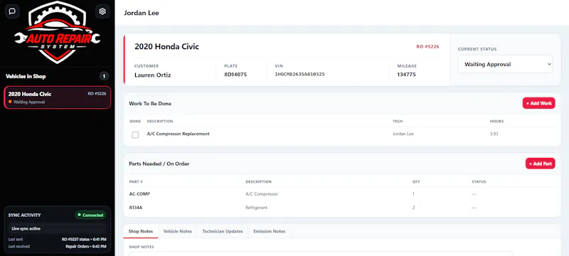 5 Star Support Auto Repair System screenshot 3