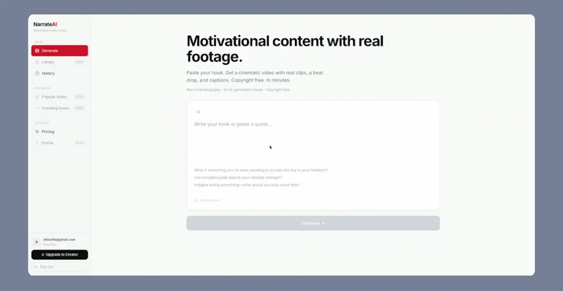 V1: Motivational content automation screenshot 1 (video preview)